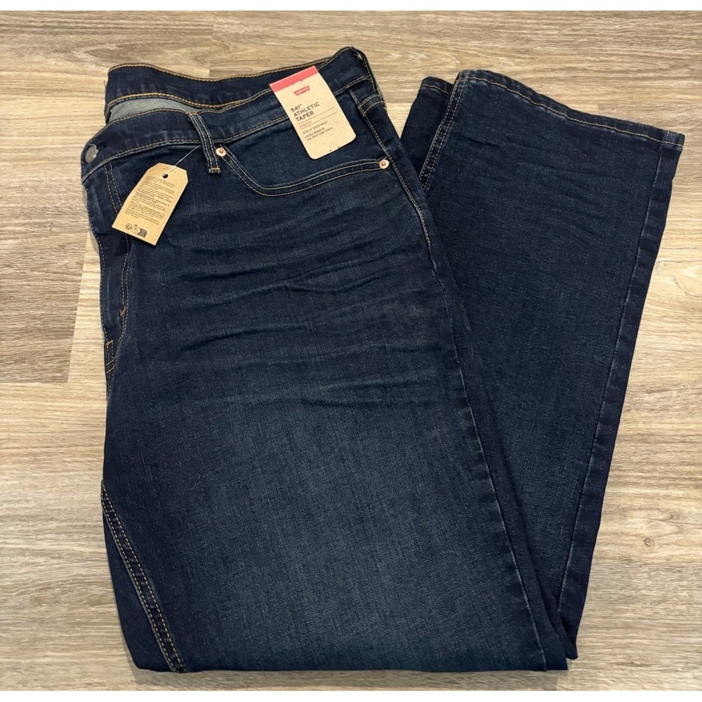 NWT Men's Levi's 541 Athletic Taper Denim Jeans 46x32 Stretch NEW Dark Wash Blue